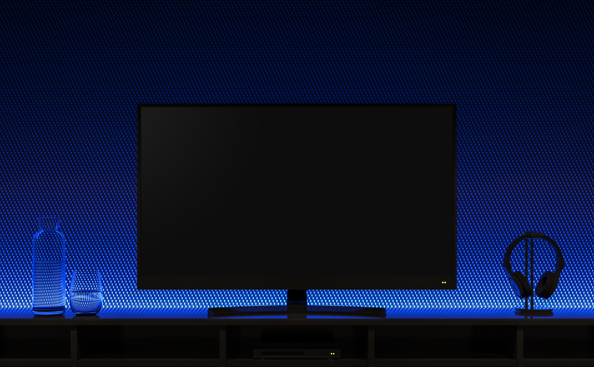 Silhouette of a Television on an Illuminated Table 